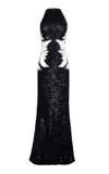 Naeem Khan Sequin Appliqué Halter Gown In Black