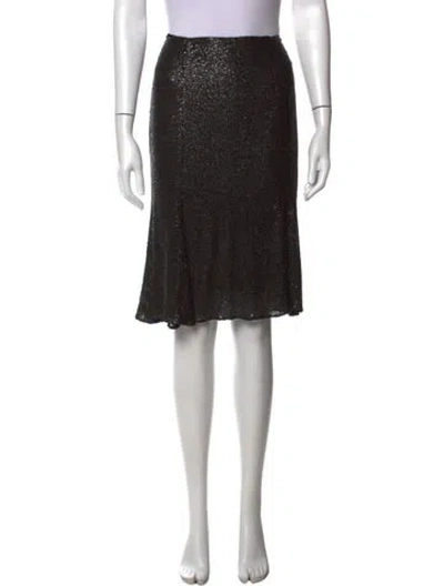 Pre-owned Naeem Khan Sequin Embellishments Knee-length Skirt In Black