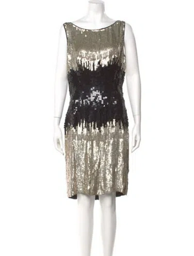 Pre-owned Naeem Khan Sequin Knee-length Dress In Black