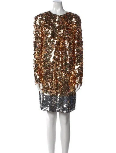 Pre-owned Naeem Khan Sequin Knee-length Dress In Neutral