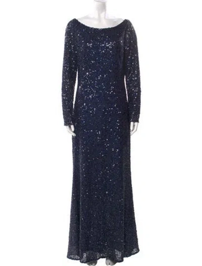 Pre-owned Naeem Khan Sequin Long Dress In Blue