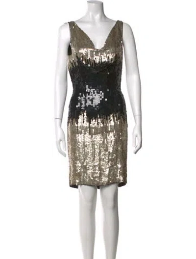 Pre-owned Naeem Khan Sequin Mini Dress In Black