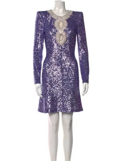 Pre-owned Naeem Khan Sequin Mini Dress In Purple