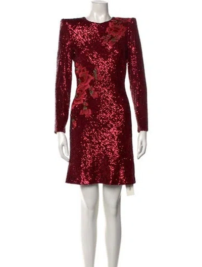 Pre-owned Naeem Khan Sequin Mini Dress In Red