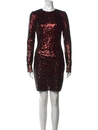 Pre-owned Naeem Khan Sequin Mini Dress In Red