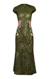Naeem Khan Sequined Floral-appliquéd Midi Dress In Multi