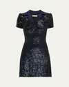 Naeem Khan Sequined Polo Mini Dress In Navy