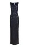 Naeem Khan Sequined Stretch-crepe Gown In Navy