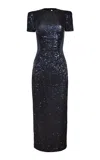 Naeem Khan Sequined Stretch-crepe Midi Dress In Navy