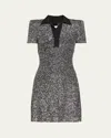 Naeem Khan Sequined Tweed Pattern Polo Dress