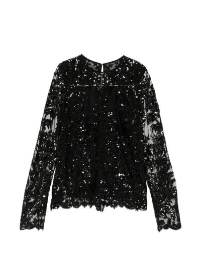 Naeem Khan Sequin-embellished Top In Black