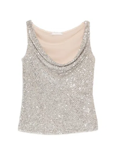 Naeem Khan Sequin-embellished Top In Silver