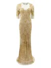 Naeem Khan Sheer-panelled Embroidered Gown In Gold