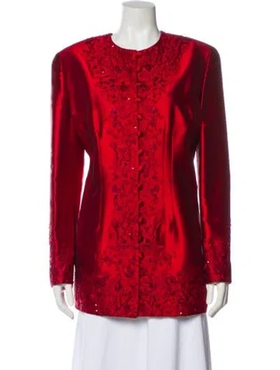 Pre-owned Naeem Khan Silk Evening Jacket In Red