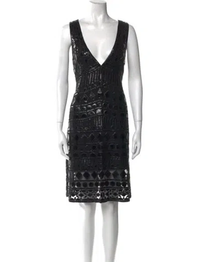 Pre-owned Naeem Khan Silk Knee-length Dress In Black