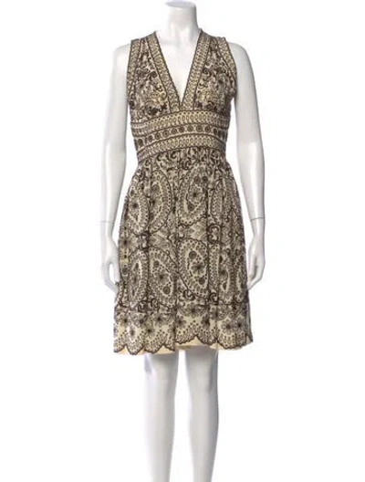 Pre-owned Naeem Khan Silk Knee-length Dress In Brown