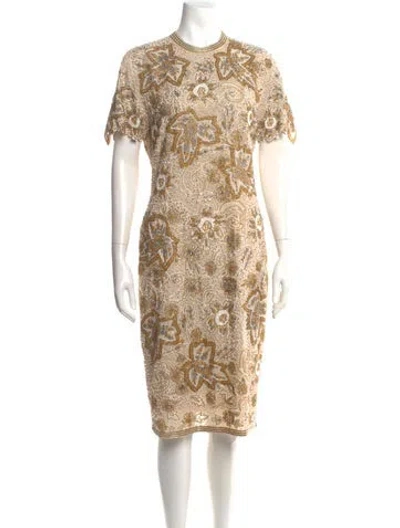 Pre-owned Naeem Khan Silk Knee-length Dress In Neutral