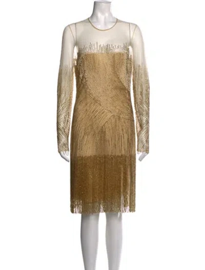 Pre-owned Naeem Khan Silk Knee-length Dress In Neutrals