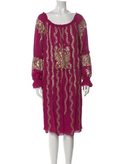 Pre-owned Naeem Khan Silk Knee-length Dress In Pink