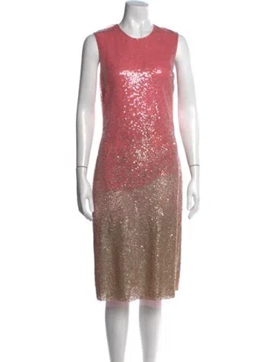 Pre-owned Naeem Khan Silk Knee-length Dress In Pink