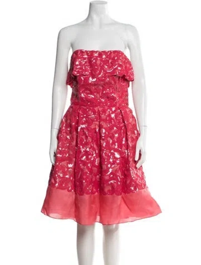 Pre-owned Naeem Khan Silk Knee-length Dress In Pink