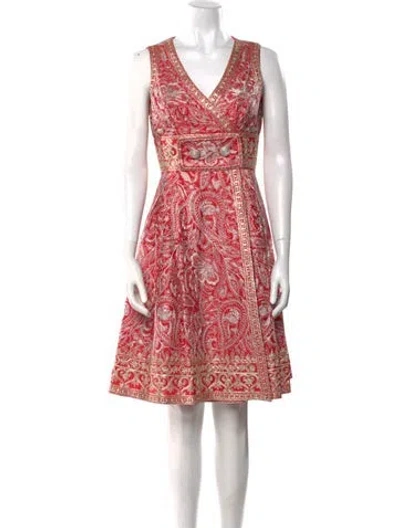 Pre-owned Naeem Khan Silk Knee-length Dress In Red