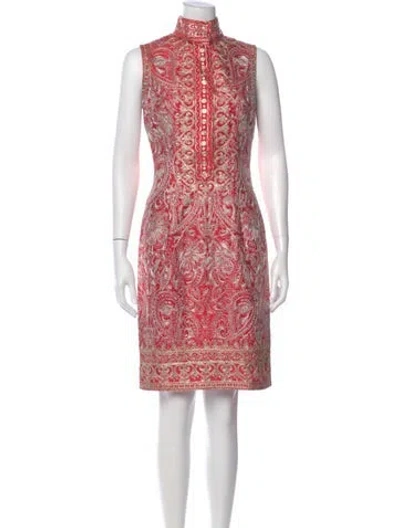 Pre-owned Naeem Khan Silk Knee-length Dress In Red