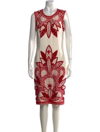 Pre-owned Naeem Khan Silk Knee-length Dress In Red