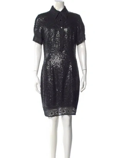 Pre-owned Naeem Khan Silk Knee-length Dress In Silver