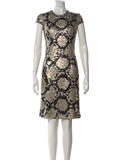 Pre-owned Naeem Khan Silk Knee-length Dress In Silver