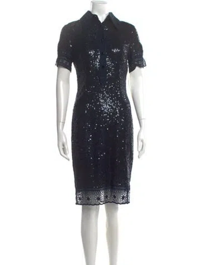 Pre-owned Naeem Khan Silk Knee-length Dress In Silver