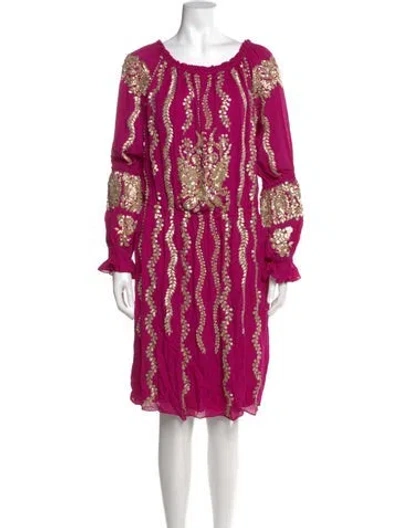 Pre-owned Naeem Khan Silk Knee-length Dress W/ Tags In Pink