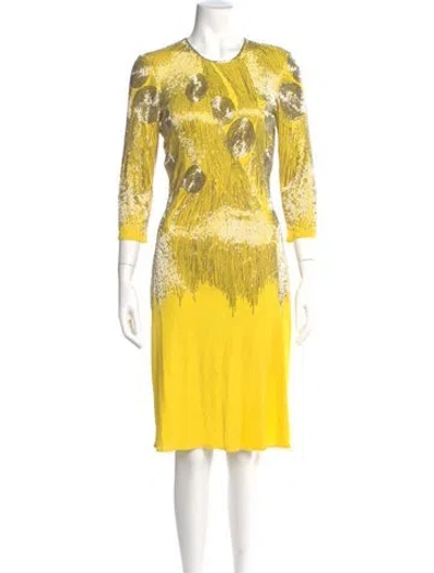 Pre-owned Naeem Khan Silk Knee-length Dress In Yellow