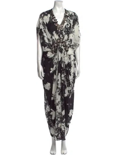 Pre-owned Naeem Khan Silk Long Dress In Black