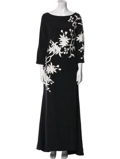 Pre-owned Naeem Khan Silk Long Dress In Black