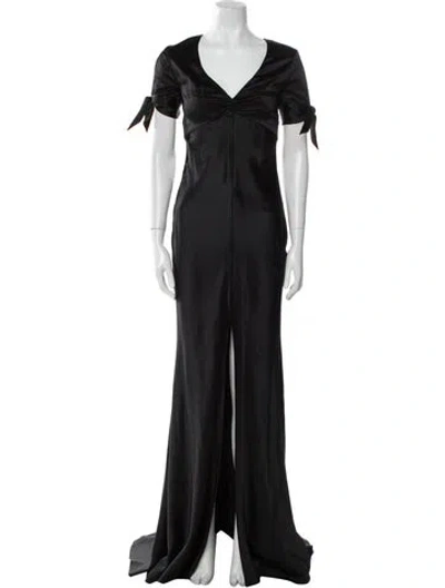 Pre-owned Naeem Khan Silk Long Dress In Black