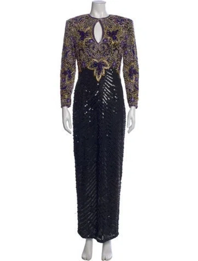 Pre-owned Naeem Khan Silk Long Dress In Blue