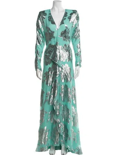 Pre-owned Naeem Khan Silk Long Dress In Blue