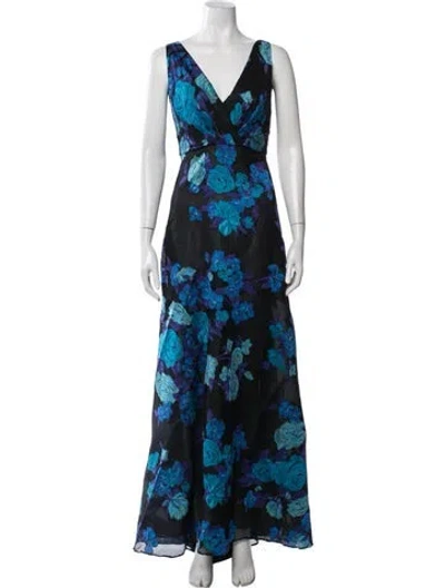 Pre-owned Naeem Khan Silk Long Dress In Blue