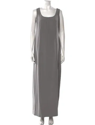 Pre-owned Naeem Khan Silk Long Dress In Gray