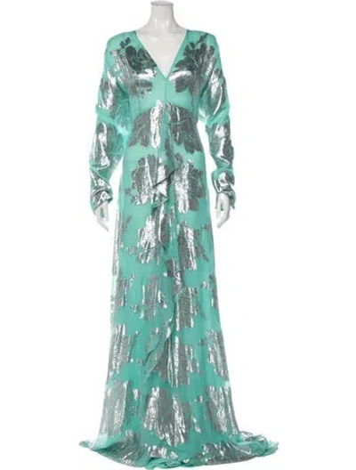 Pre-owned Naeem Khan Silk Long Dress In Multi