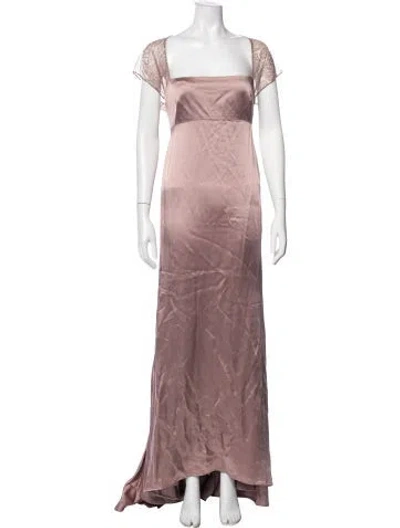 Pre-owned Naeem Khan Silk Long Dress In Pink