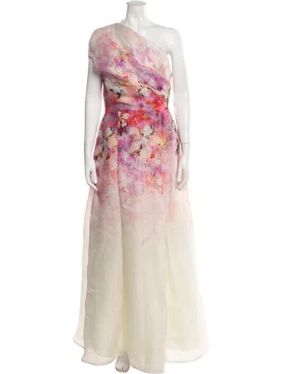 Pre-owned Naeem Khan Silk Long Dress In Pink