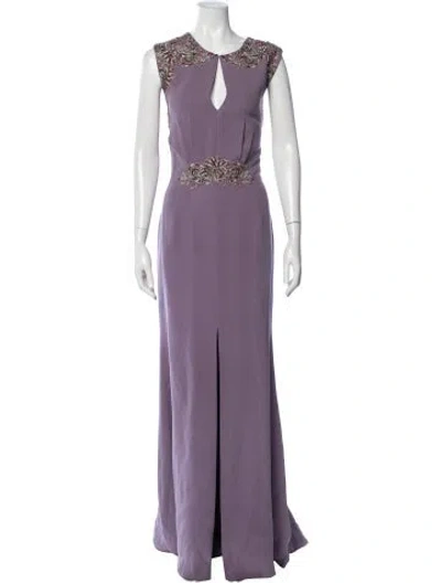 Pre-owned Naeem Khan Silk Long Dress In Purple