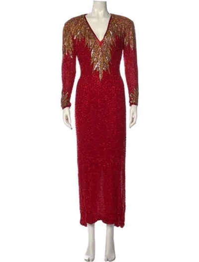 Pre-owned Naeem Khan Silk Long Dress In Red
