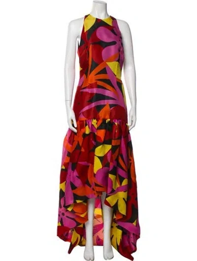 Pre-owned Naeem Khan Silk Long Dress In Red