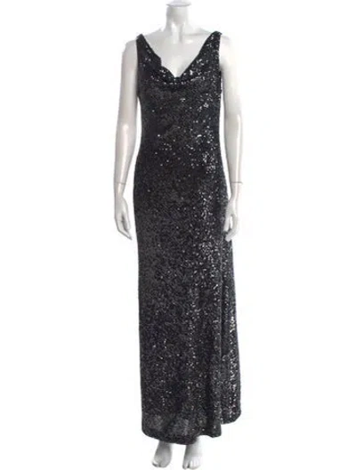 Pre-owned Naeem Khan Silk Long Dress In Silver