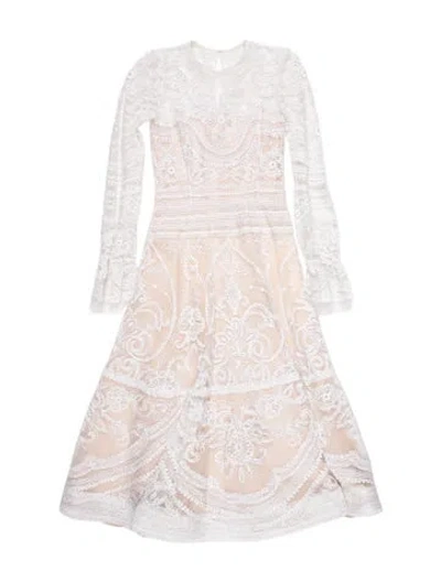 Pre-owned Naeem Khan Silk Long Dress In White
