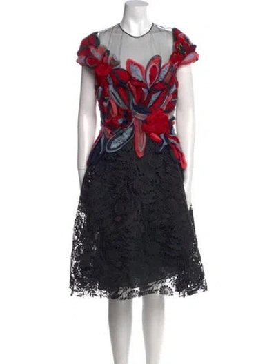 Pre-owned Naeem Khan Silk Midi Length Dress In Black