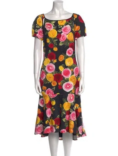 Pre-owned Naeem Khan Silk Midi Length Dress In Black